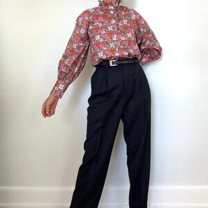 Re-Imagined by J Crew floral high neck puff sleeve button up blouse size 2 US